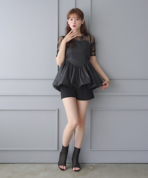 Ambre Neige(アンブルネージュ)の「lace switching balloon tops / レースキリカエバルーントップス(Tシャツ/カットソー・レディース・ブラック/アイボリー・FREE)」の21枚目の写真