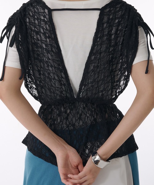MUHET(ミュエータ)の「lace vest / レースベスト(ベスト・レディース・ブラック/オフホワイト・FREE)」の9枚目の写真
