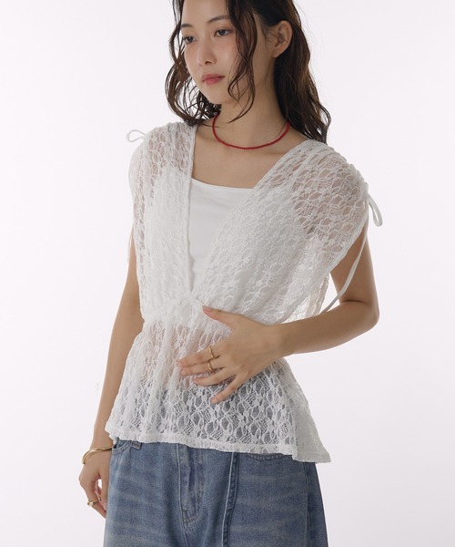 MUHET(ミュエータ)の「lace vest / レースベスト(ベスト・レディース・ブラック/オフホワイト・FREE)」の15枚目の写真