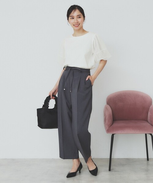 【新品タグ付き】UNITED ARROWS 　異素材ドッキングバルーントップス チュールドッキングバルーントップス【洗濯機洗い可/接触冷感