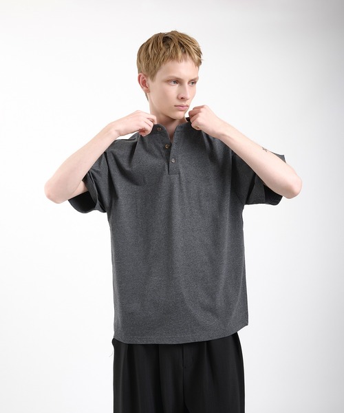 Regen Glanz（レーゲングランツ）の「henry design T-shirt/ヘンリーデザインTシャツ（Tシャツ/カットソー・メンズ・グレー/ブラック・LARGE/SMALL/MEDIUM）」の7枚目の写真