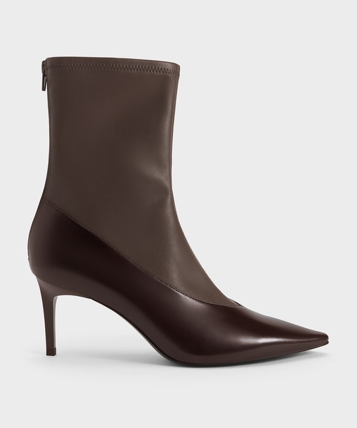 CHARLES & KEITH（チャールズ & キース）の「ポインテッドトゥ スティレットヒールアンクルブーツ（ブーツ・レディース・ブラック系その他7/ダークブラウン/オフホワイト・23.5cm/23cm/24.5cm/22.5cm/25.5cm/25cm）」の3枚目の写真