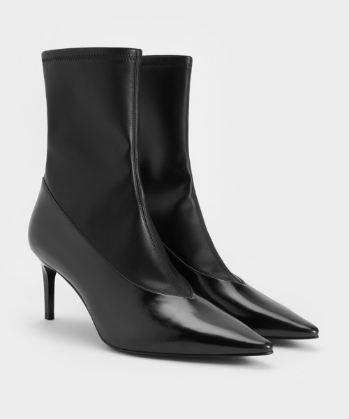 CHARLES & KEITH（チャールズ & キース）の「ポインテッドトゥ スティレットヒールアンクルブーツ（ブーツ・レディース・ブラック系その他7/ダークブラウン/オフホワイト・23.5cm/23cm/24.5cm/22.5cm/25.5cm/25cm）」の8枚目の写真