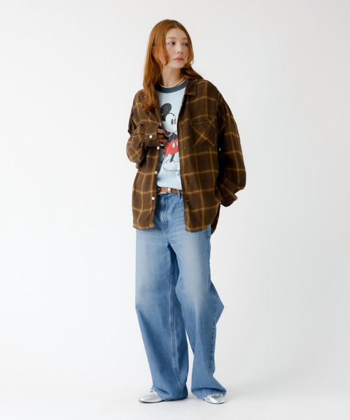 REMI RELIEF（レミレリーフ）の「【REMI RELIEF / レミレリーフ】レーヨンツイルチェックレギュラー シャツ / ユニセックス（シャツ/ブラウス・レディース・サックスブルー/オフホワイト/ブラウン/ピンク/ライトブルー・フリー）」の13枚目の写真