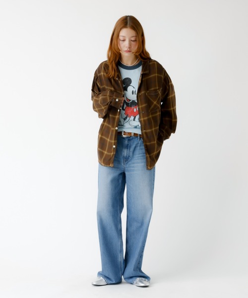 REMI RELIEF（レミレリーフ）の「【REMI RELIEF / レミレリーフ】レーヨンツイルチェックレギュラー シャツ / ユニセックス（シャツ/ブラウス・レディース・サックスブルー/オフホワイト/ブラウン/ピンク/ライトブルー・フリー）」の14枚目の写真