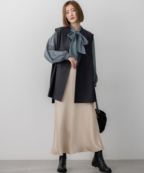 セール】【洗える】TWマットクロス テーラード ジレ（その他アウター