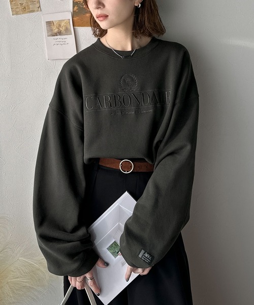 Classical Origin（クラシカルオリジン）の「【Classical Origin】刺繍カレッジロゴ裏起毛スウェット／Embroidered College Logo Fleece Sweatshirt（スウェット・メンズ・チャコール/オフホワイト・LARGE/MEDIUM/X-LARGE）」の5枚目の写真