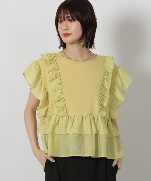 LAKOLE（ラコレ）の「フリルドッキングＴ / 588562（Tシャツ/カットソー・レディース・イエロー/アイボリー・FREE）」の2枚目の写真