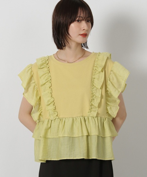 LAKOLE（ラコレ）の「フリルドッキングＴ / 588562（Tシャツ/カットソー・レディース・イエロー/アイボリー・FREE）」の11枚目の写真