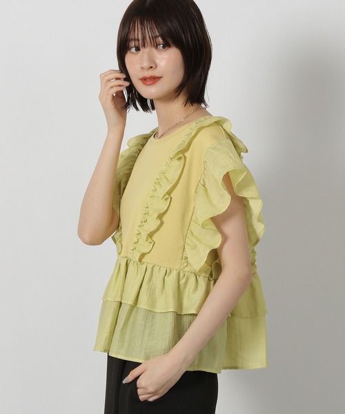 LAKOLE（ラコレ）の「フリルドッキングＴ / 588562（Tシャツ/カットソー・レディース・イエロー/アイボリー・FREE）」の12枚目の写真