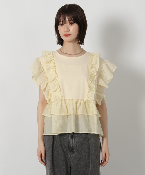 LAKOLE（ラコレ）の「フリルドッキングＴ / 588562（Tシャツ/カットソー・レディース・イエロー/アイボリー・FREE）」の14枚目の写真