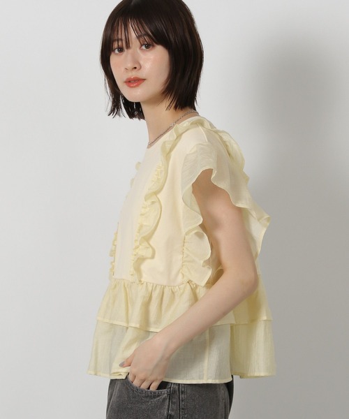 LAKOLE（ラコレ）の「フリルドッキングＴ / 588562（Tシャツ/カットソー・レディース・イエロー/アイボリー・FREE）」の6枚目の写真
