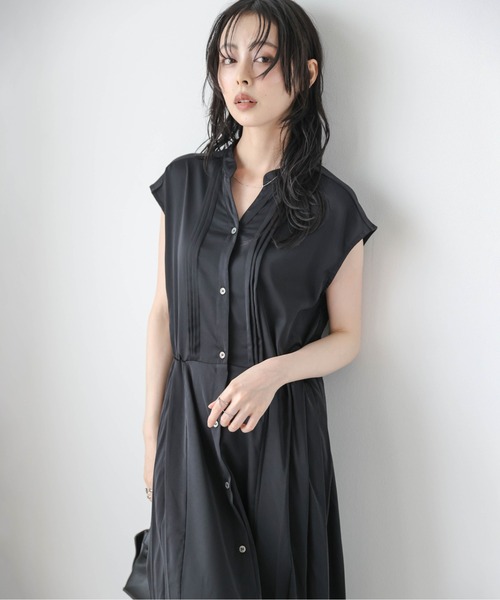 SUGAR BISKET（シュガービスケット）の「サイドプリーツフレアワンピース（ワンピース・レディース・ベージュ/ブラック/ラベンダー/ドット/ベージュ系1/ブラック系2/パープル系1/ブラック系1・フリー）」の9枚目の写真