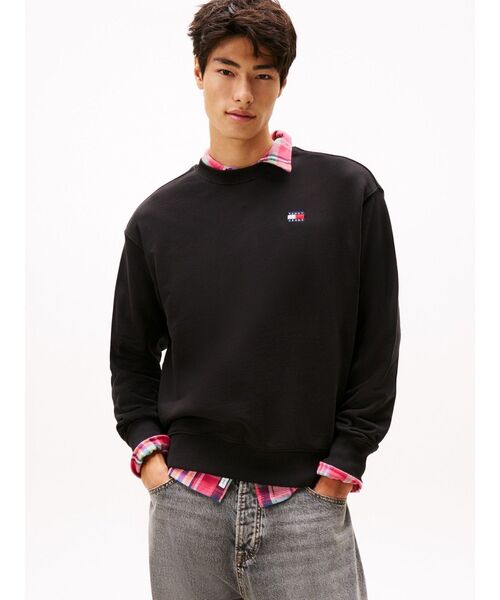 【すぐ届く】 JEANS リラックスバッジクルートレーナー リラックスバッジクルーネックトレーナー(スウェット)|TOMMY