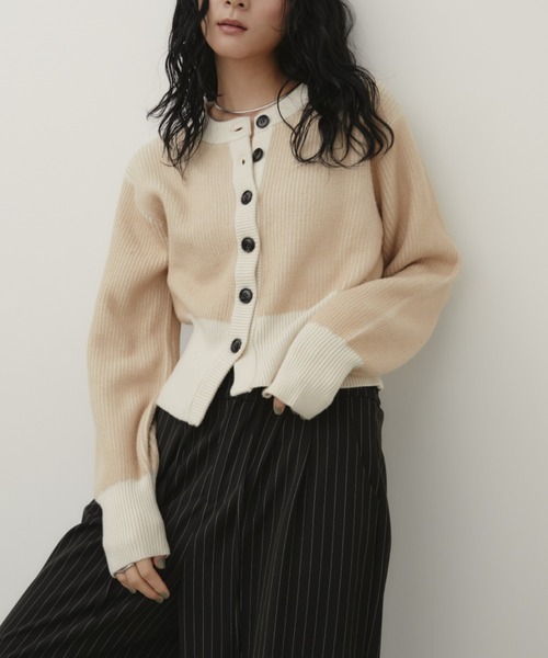 配色リブニットカーディガン（カーディガン/ボレロ）｜Aunt Marie's
