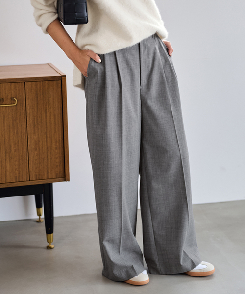 FRAMeWORK（フレームワーク）の「≪追加≫ウォッシャブルTWタックワイドパンツ（スラックス・レディース・グレー/ブラック・40/38/36/34）」の2枚目の写真