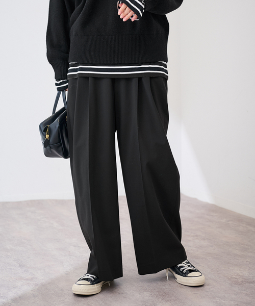 セール】≪追加≫ウォッシャブルTWタックワイドパンツ（スラックス