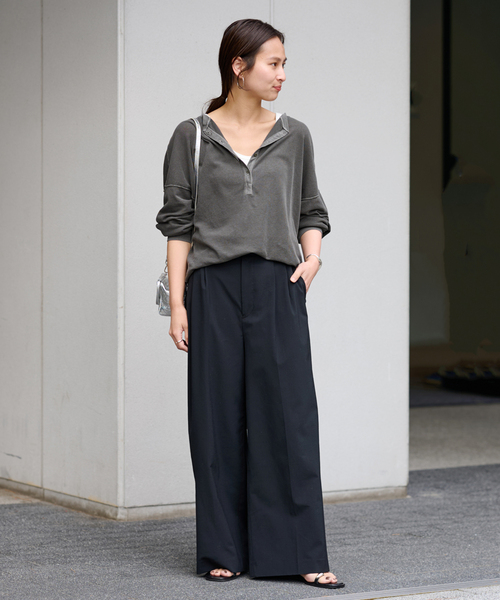 FRAMeWORK（フレームワーク）の「≪追加≫ウォッシャブルTWタックワイドパンツ（スラックス・レディース・グレー/ブラック・40/38/36/34）」の7枚目の写真