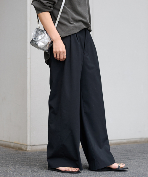 FRAMeWORK（フレームワーク）の「≪追加≫ウォッシャブルTWタックワイドパンツ（スラックス・レディース・グレー/ブラック・40/38/36/34）」の9枚目の写真