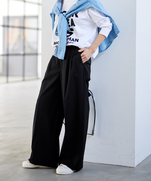 FRAMeWORK（フレームワーク）の「≪追加≫ウォッシャブルTWタックワイドパンツ（スラックス・レディース・グレー/ブラック・40/38/36/34）」の12枚目の写真