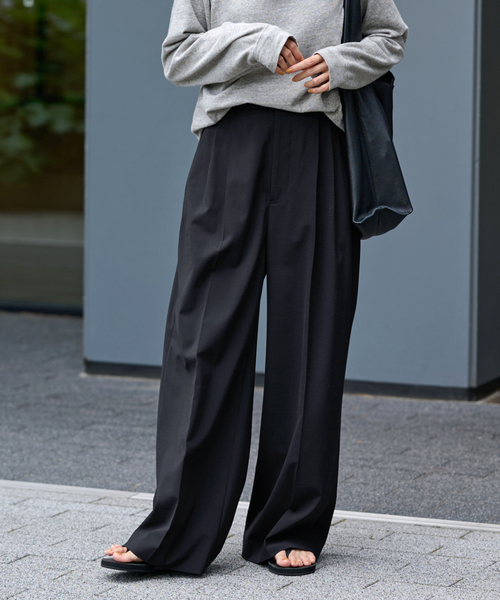 FRAMeWORK（フレームワーク）の「≪追加≫ウォッシャブルTWタックワイドパンツ（スラックス・レディース・グレー/ブラック・40/38/36/34）」の14枚目の写真