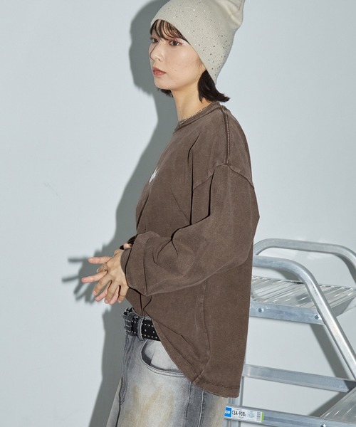 Anchor Smith（アンカー スミス）の「ヴィンテージライク パウダーブリーチ加工 ワンポイントメタルロゴロンT（Tシャツ/カットソー・レディース・ブラック/ネイビー/ブラウン・L/M）」の14枚目の写真