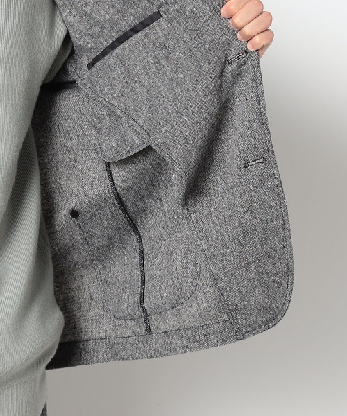 Grand PARK（グランドパーク）の「BROOKLYN OVERALL＜ブルックリンオーバーオール＞ホームスパンジャケット（テーラードジャケット・メンズ・グレー/チャコールグレー・LARGE/MEDIUM）」の9枚目の写真