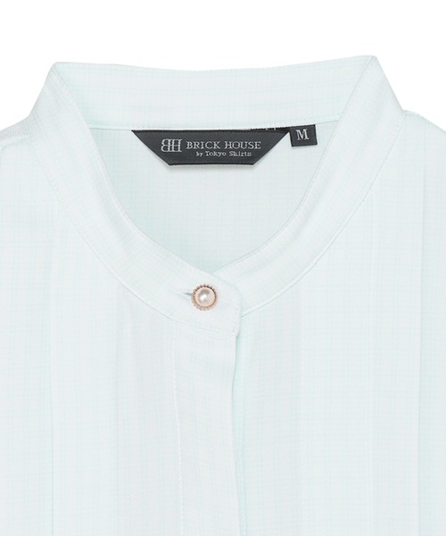 TOKYO SHIRTS（トウキョウシャツ）の「COFREX  スタンド ビジューブラウス 長袖 レディースデザインシャツ（シャツ/ブラウス・レディース・サックスブルー・S/M/L/LL/XL）」の3枚目の写真