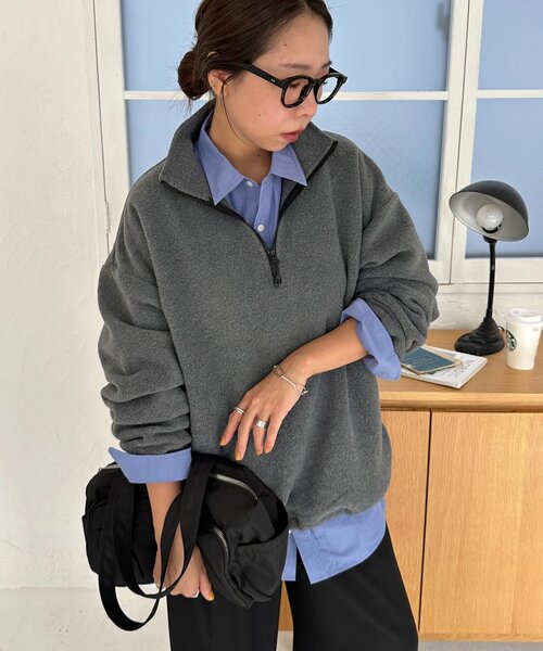 セール】【ユニセックス】フリースハーフジップ（その他アウター