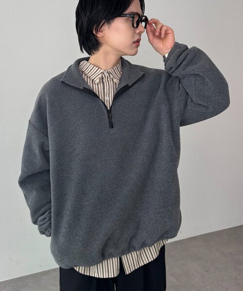 値下げ不可　新品　DISCOAT フリースハーフジップ　グレー ユニセックス】フリースハーフジップ（その他アウター）｜DISCOAT