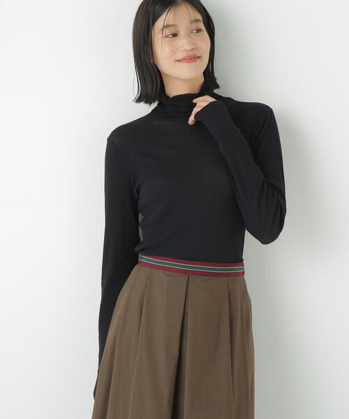 human woman(ヒューマンウーマン)の「◆シアータートルプルオーバー(Tシャツ/カットソー・レディース・グレー/ネイビー/ダークインディゴブルー/ホワイト/ボルドー・MEDIUM)」の3枚目の写真