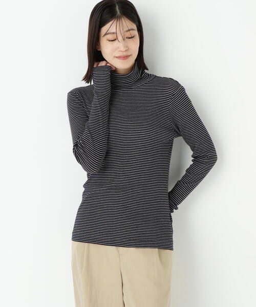 human woman(ヒューマンウーマン)の「◆シアータートルプルオーバー(Tシャツ/カットソー・レディース・グレー/ネイビー/ダークインディゴブルー/ホワイト/ボルドー・MEDIUM)」の4枚目の写真