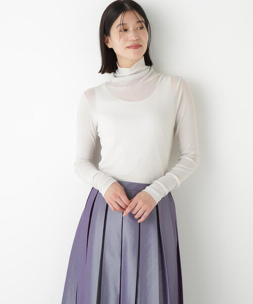 human woman(ヒューマンウーマン)の「◆シアータートルプルオーバー(Tシャツ/カットソー・レディース・グレー/ネイビー/ダークインディゴブルー/ホワイト/ボルドー・MEDIUM)」の2枚目の写真