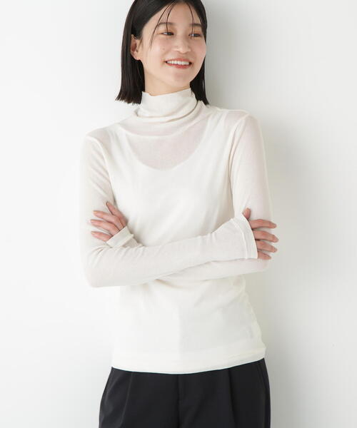 human woman(ヒューマンウーマン)の「◆シアータートルプルオーバー(Tシャツ/カットソー・レディース・グレー/ネイビー/ダークインディゴブルー/ホワイト/ボルドー・MEDIUM)」の1枚目の写真