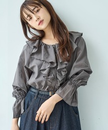 ラッフルフリルカラー コットンブラウス【588089】