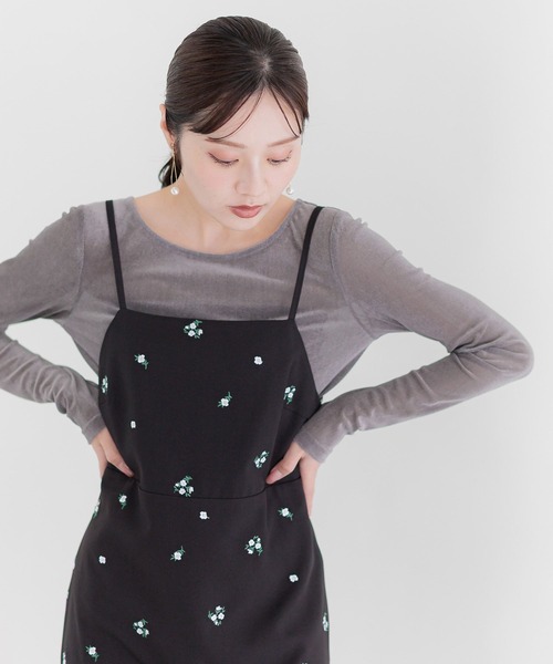 Andemiu（アンデミュウ）の「メッシュベロアトップス589856（Tシャツ/カットソー・レディース・グレー/アイボリー/ブラック/ボルドー・FREE）」の3枚目の写真