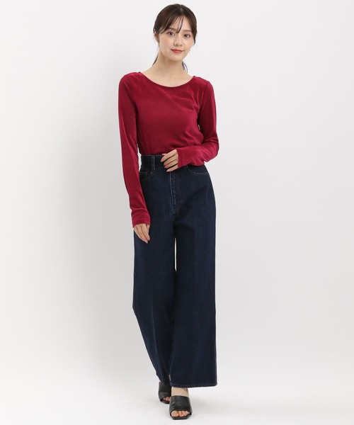 Andemiu（アンデミュウ）の「メッシュベロアトップス589856（Tシャツ/カットソー・レディース・グレー/アイボリー/ブラック/ボルドー・FREE）」の18枚目の写真