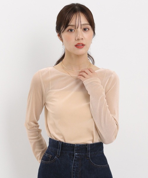 Andemiu（アンデミュウ）の「メッシュベロアトップス589856（Tシャツ/カットソー・レディース・グレー/アイボリー/ブラック/ボルドー・FREE）」の19枚目の写真