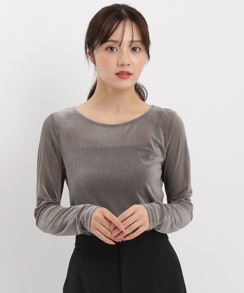 Andemiu（アンデミュウ）の「メッシュベロアトップス589856（Tシャツ/カットソー・レディース・グレー/アイボリー/ブラック/ボルドー・FREE）」の22枚目の写真