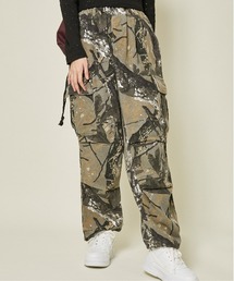 《ユニセックス対応×迷彩カーゴ》レディース メンズ ワイドパンツ ミリタリーストリート 春夏秋冬