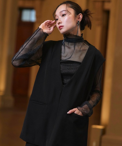 RUIRUE BOUTIQUE(ルイルエブティック)の「オケージョンドレス 結婚式 | ベスト & ビスチェ & スリットパンツ 3ピース セット | パンツドレス パンツスーツ 美脚効果 二次会 披露宴 お呼ばれ パーティードレス(パンツドレス・レディース・ブラック/チャコール/モカ・S/M/L/LL)」の15枚目の写真
