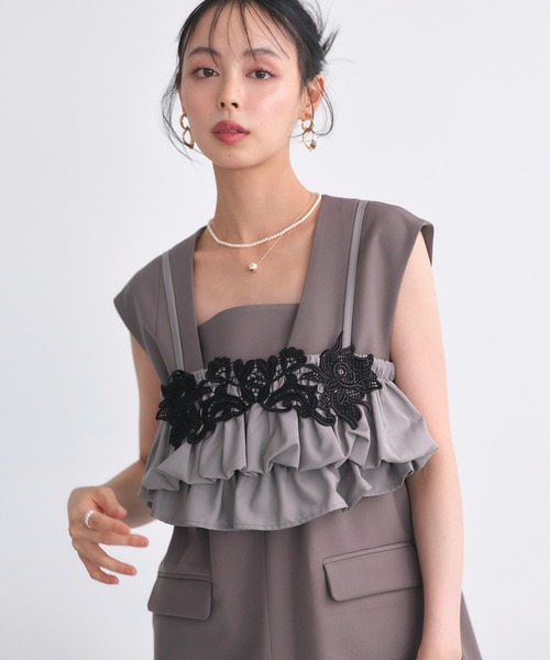 RUIRUE BOUTIQUE(ルイルエブティック)の「オケージョンドレス 結婚式 | ベスト & ビスチェ & スリットパンツ 3ピース セット | パンツドレス パンツスーツ 美脚効果 二次会 披露宴 お呼ばれ パーティードレス(パンツドレス・レディース・ブラック/チャコール/モカ・S/M/L/LL)」の4枚目の写真