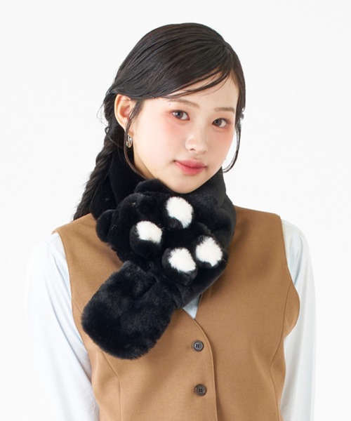 estaa(エスタ)の「マフラー ぬいぐるみ ”テディベア”(マフラー・レディース・ブラウン/ブラック・FREE)」の3枚目の写真