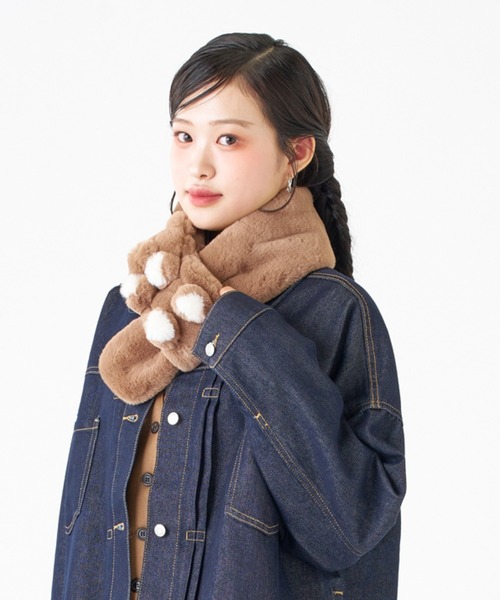 estaa(エスタ)の「マフラー ぬいぐるみ ”テディベア”(マフラー・レディース・ブラウン/ブラック・FREE)」の5枚目の写真