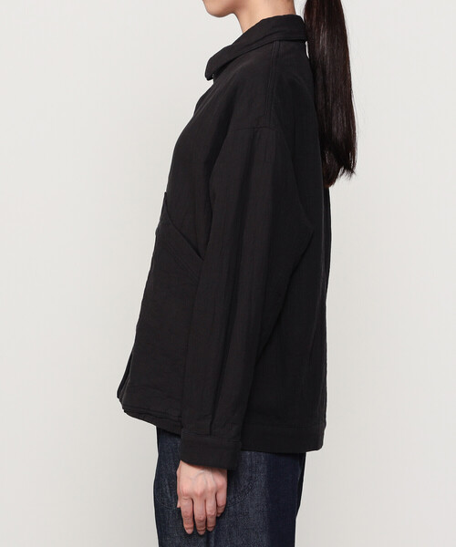 Bshop(ビショップ)の「7115 by SZEKI | リネンコットン シャツジャケット WOMEN(カバーオール・レディース・ブラック・XS)」の9枚目の写真