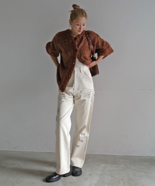ハイウエスト タトゥー パンツ (ブラウン） Knuth Marf - ハイウエスト タトゥー パンツ (ブラウン) high waist