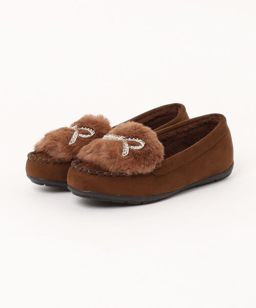 Bridget Birkin(ブリジットバーキン)の「【Bridget Birkin】キラキラリボンムートンシューズ(551662)(モカシン/デッキシューズ・レディース・ブラック系その他/ベージュ系その他/グレイッシュベージュ・24.5/24/23.5/23/22.5)」の8枚目の写真
