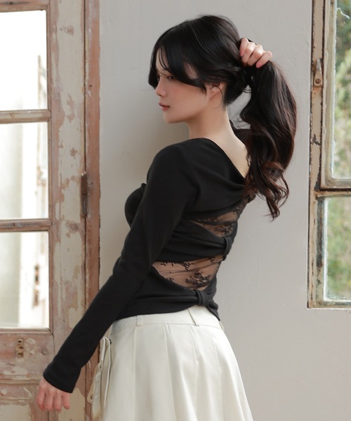 back ribbon lace velata tops/バックリボンレースヴェラータトップス