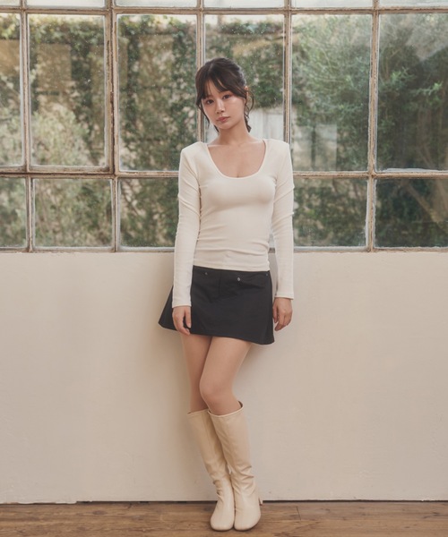 M DOLLY(エムドリー)の「back ribbon lace velata tops/バックリボンレースヴェラータトップス(Tシャツ/カットソー・レディース・ホワイト/ブラック・FREE)」の6枚目の写真