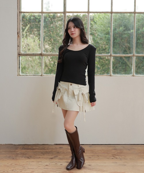 M DOLLY(エムドリー)の「back ribbon lace velata tops/バックリボンレースヴェラータトップス(Tシャツ/カットソー・レディース・ホワイト/ブラック・FREE)」の12枚目の写真